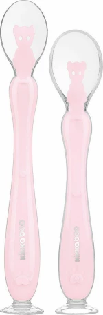 Kikka Boo Σετ Κουταλάκια Σιλικόνης Με Βεντούζα Pink 2τμχ 31302040106