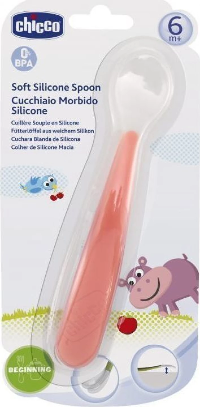 Chicco Κουτάλι Σιλικόνης Soft Κόκκινο 6m+