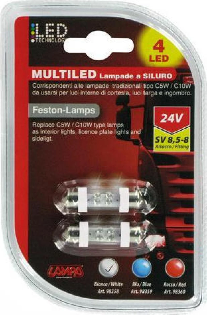 Lampa SV8.5-8 Festoon Lamp White 38mm 24V 2τμχ