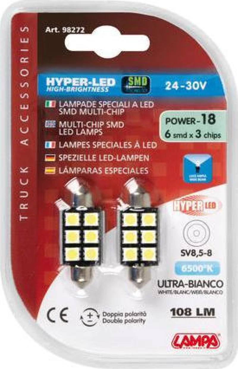 Lampa SV8.5-8 Hyper-Led Power 18 White 24V / 30V 2τμχ