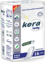 Σερβιέτες ακράτειας kera Lady Maxi 16 τεμαχίων