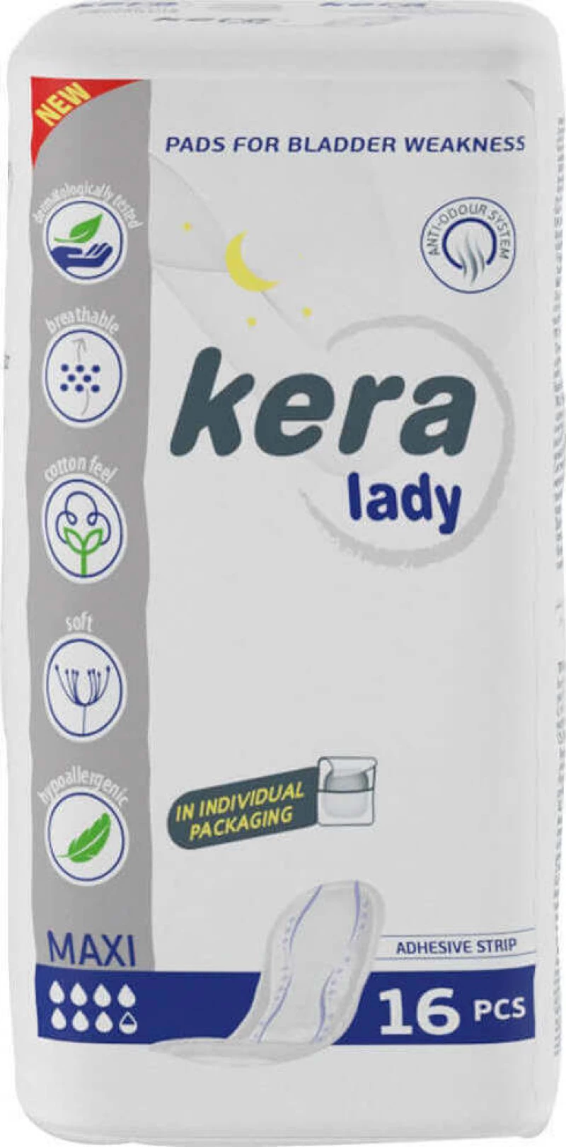 Σερβιέτες ακράτειας kera Lady Maxi 16 τεμαχίων
