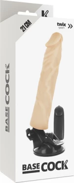 Basecock Veined Realistic Vibrator Remote Control 21cm Flesh