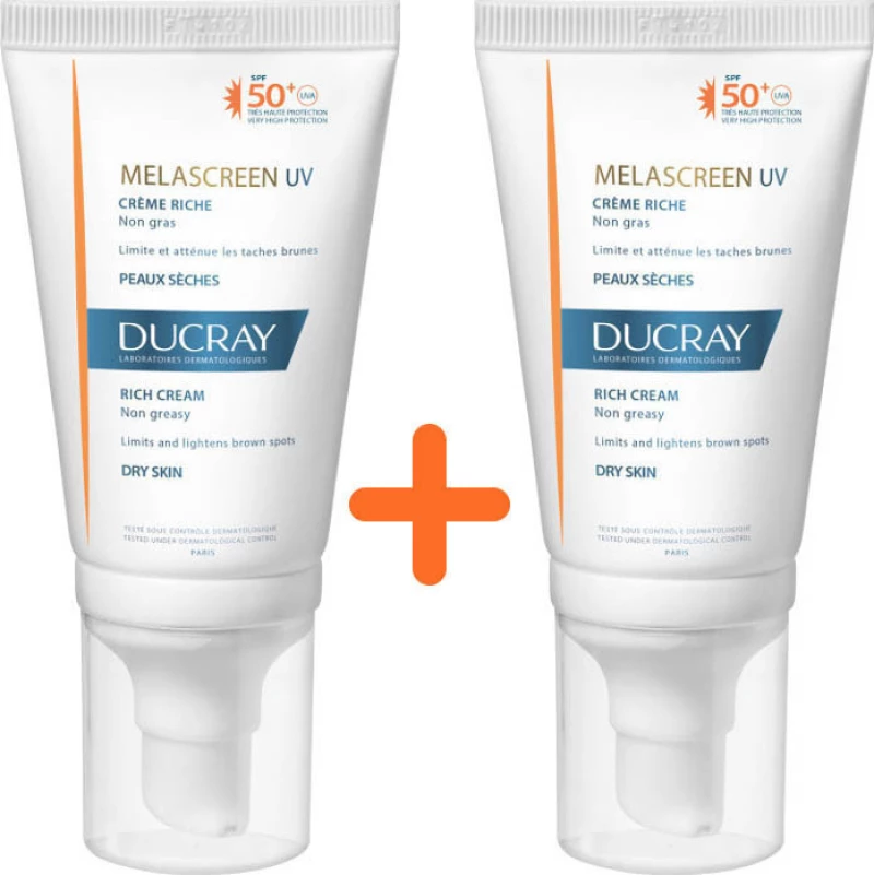 Ducray Melascreen UV Rich Cream Dry Touch Brown Spots Dry Skin SPF50+ 2x40ml