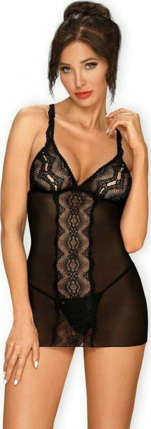 Obsessive Lucita Chemise & Thong Black