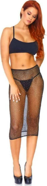 Leg Avenue Crystalized Fishnet Multidress - Black