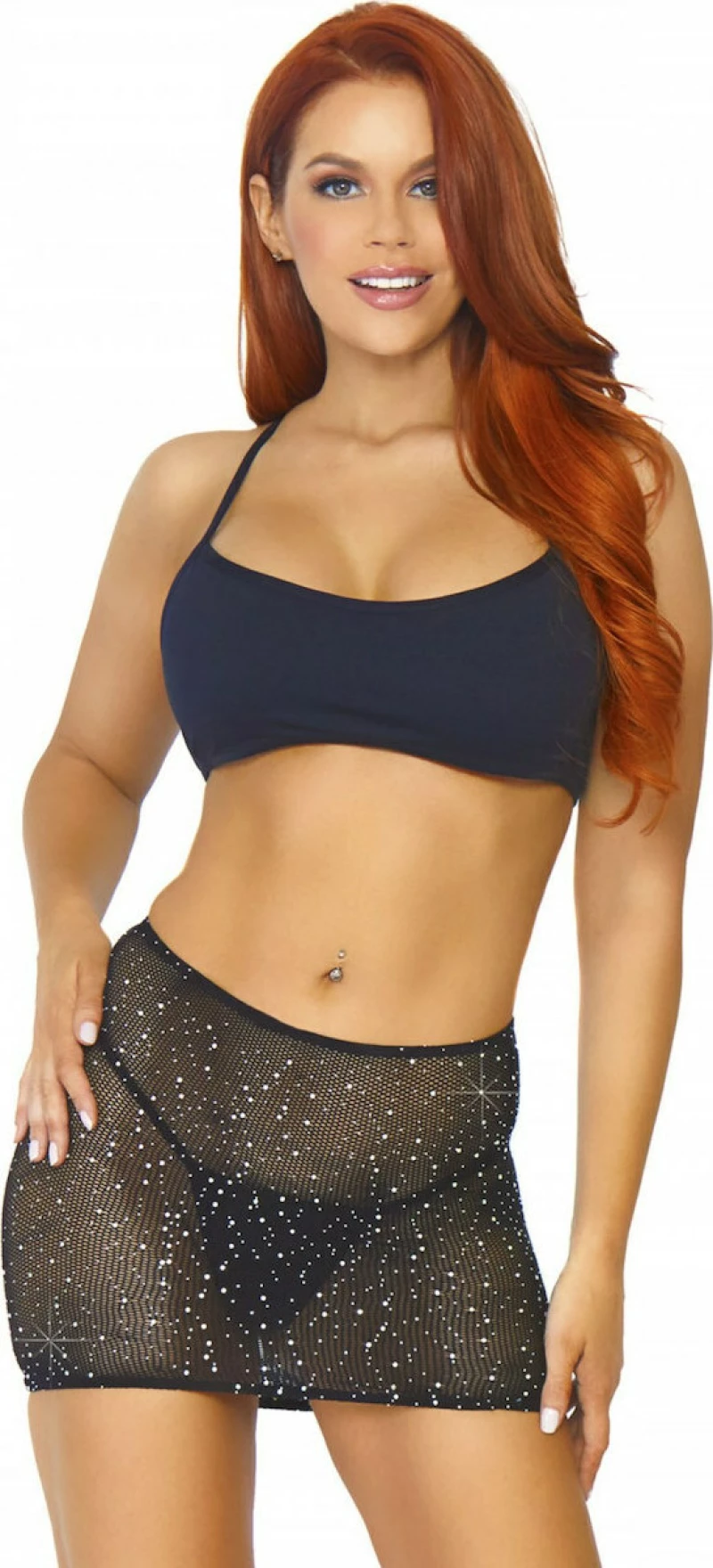 Leg Avenue Crystalized Fishnet Multidress - Black