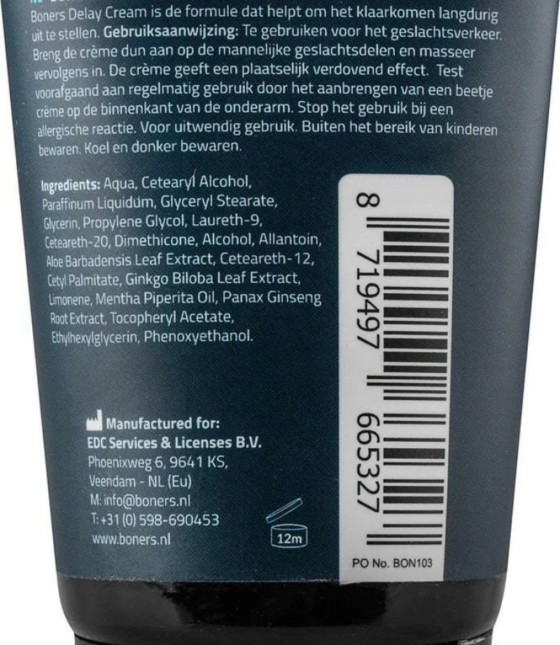 Boners Delay Cream Last Longer 100ml