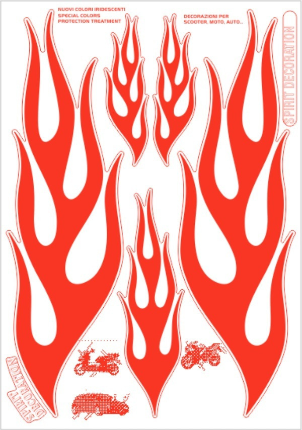 ΑΥΤΟΚΟΛΛΗΤΟ ΔΙΑΚΟΣΜΗΤΙΚΟ UNIVERSAL DECORATION STICKERS KIT RED FIRE ON TRANSPARENCY DECOFIRRP| PRINT