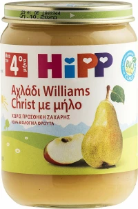 Hipp Φρουτόκρεμα Μήλο με Αχλάδι Βιολογικής Καλλιέργειας 4m+ 190gr