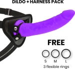 Delta Club Toys Harness & Silicone Dong Purple 23cm