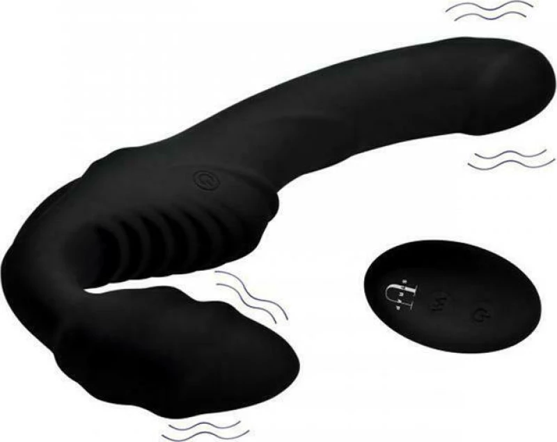 XR Strap U Pro Rider Strapless Strap-on Vibrator Black 21.60cm