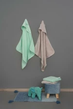 Palamaiki Σετ 2 Μπουρνουζοπετσέτες Baby Bath Robin Fog