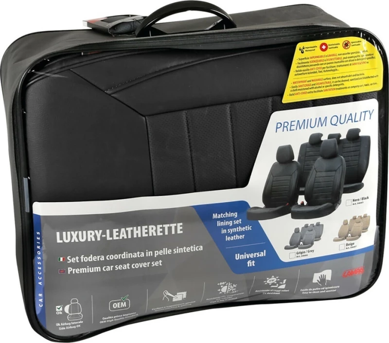 Σετ Καλύμματα Αυτοκινήτου Δερματίνη Luxury Leatherette Μαύρο Lampa