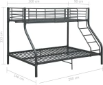 vidaXL Πλαίσιο Κουκέτας Μαύρο 140x200 εκ. / 90x200 εκ. Μεταλλικό