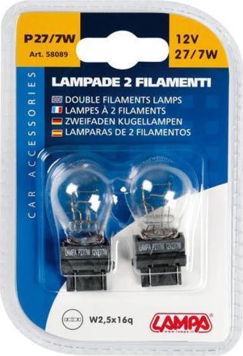 Lampa P27/7W Double Filament 12V 2τμχ