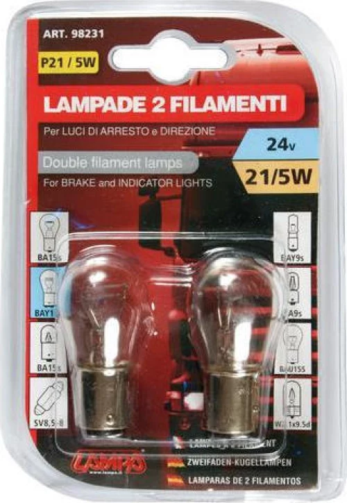 Lampa P21/5W Double filament 24V 2τμχ