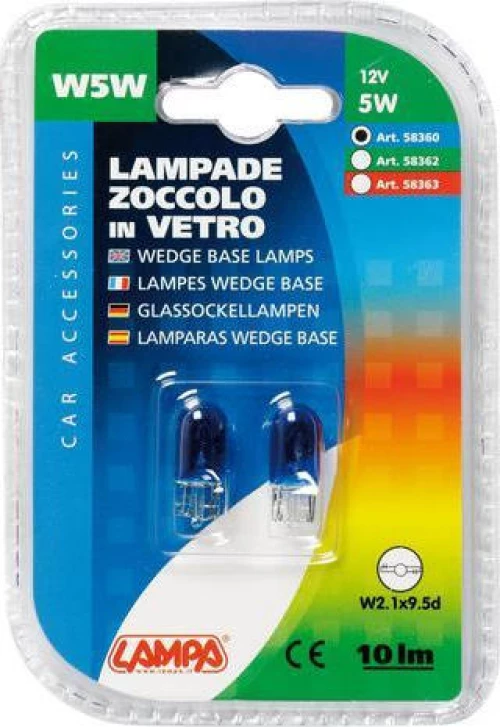 Lampa W5W Wedge Base Lamp Blue 12V 2τμχ