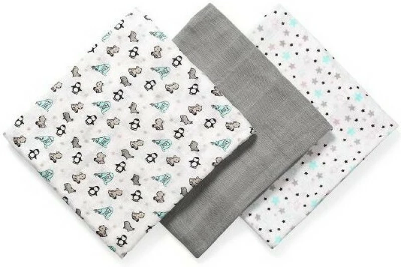 Babyono Πάνα Αγκαλιάς Γκρι 3τμχ 70x70cm