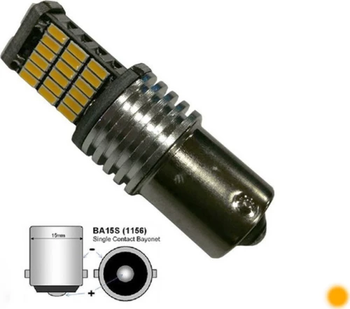 GloboStar BA15S CanBus 45 SMD 4014 Orange 10V/30V 1τμχ