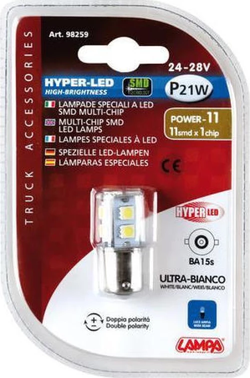 Lampa P21W Hyper-Led Power 33 White 24V / 28V 1τμχ