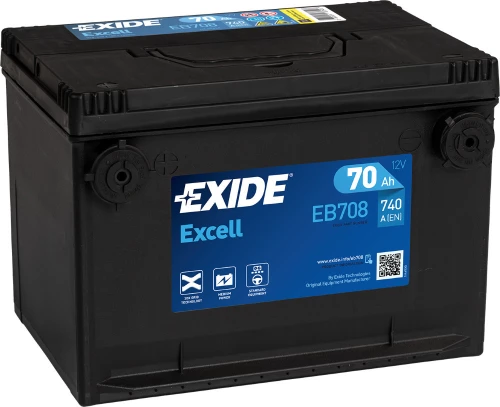 Μπαταρία Exide Excell Eb708 12V Capacity 20Hr 70(Ah):En (Amps): 740En Εκκίνησης