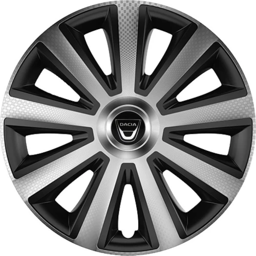 Versaco Σετ Τάσια Αυτοκινήτου Aviator Carbon με Σήμα Dacia 4τμχ 16" Ασημί