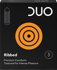 Duo Ribbed 3 Προφυλακτικά με Ραβδώσεις