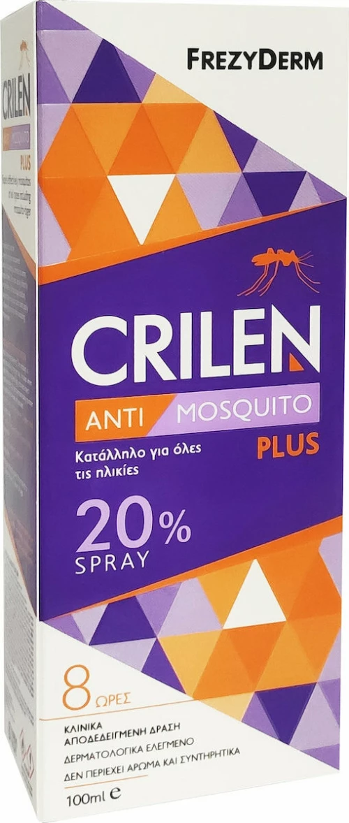 Frezyderm Crilen Anti Mosquito Plus 20% Άοσμο Εντομοαπωθητικό Σπρέι 100ml