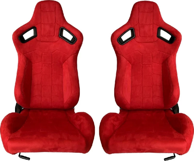 Auto Gs Καθίσματα Bucket R8 Suede Alcantara Κόκκινο Σετ 2τμχ