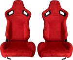 Auto Gs Καθίσματα Bucket R8 Suede Alcantara Κόκκινο Σετ 2τμχ