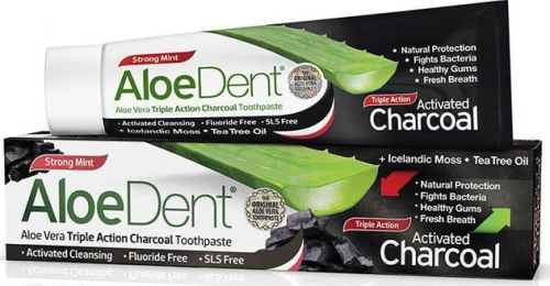 Optima Naturals AloeDent Triple Action Charcoal Τριπλή Δράση με Ενεργό Άνθρακα 100ml