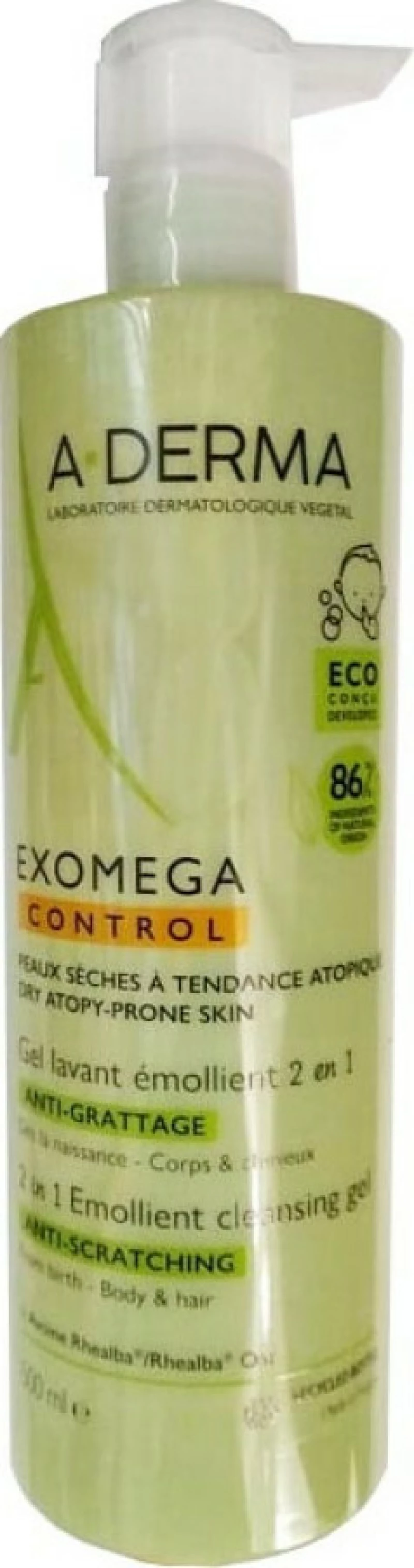 A-Derma Exomega Control Emollient Cleansing Gel 2 in 1 με Αντλία 500ml
