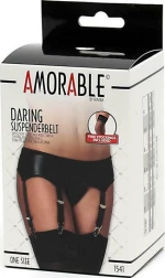 Rimba Garter Belt Wetlook with Stockings and Panties Black
