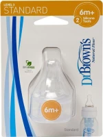 Dr. Brown's Natural Flow Options Θηλή Σιλικόνης Για Μπιμπερό Με Στενό Λαιμό Επίπεδο 3 6-9m 2τμχ