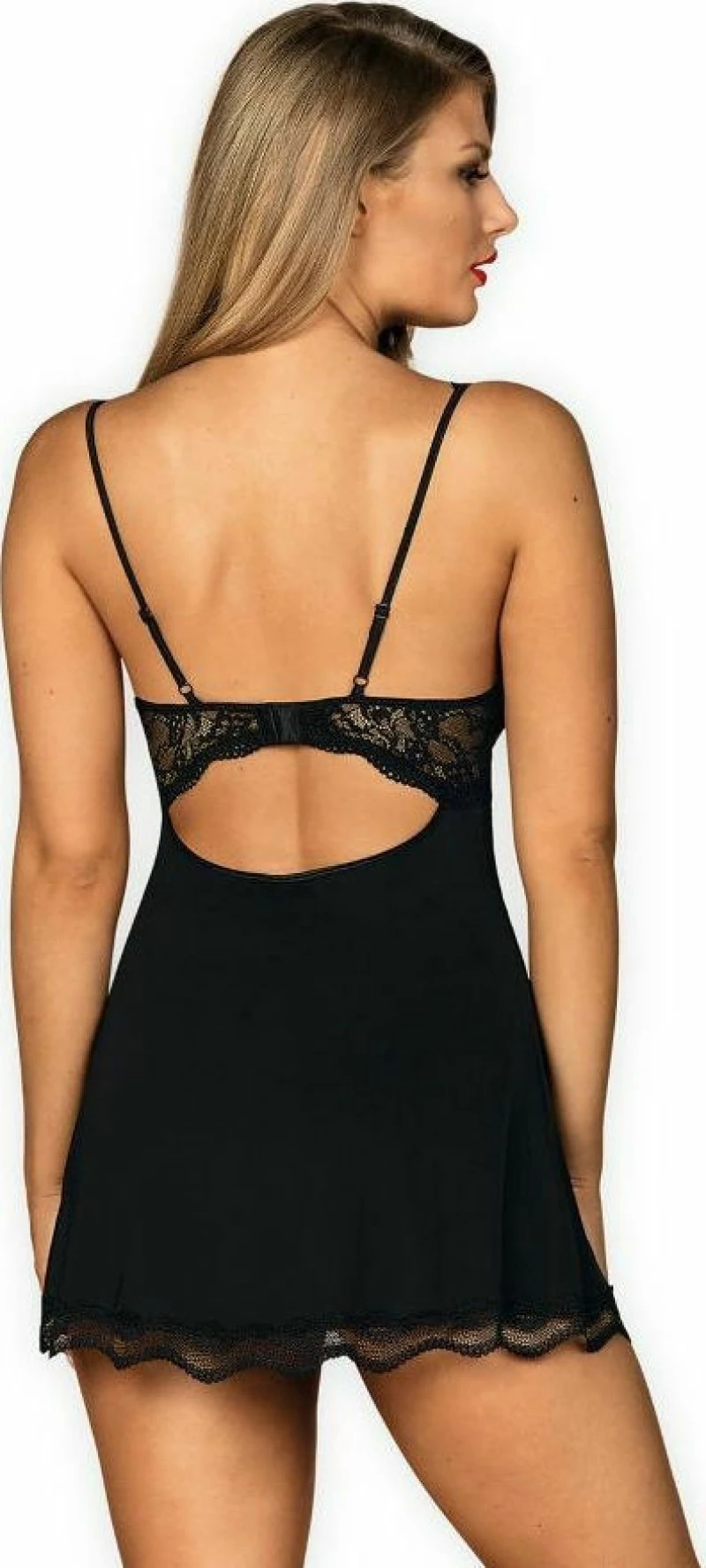 Obsessive Luvae Elegant Babydoll & Thong Black