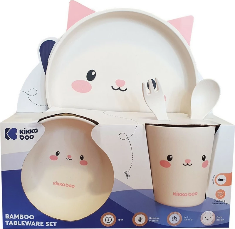 Kikka Boo Bamboo Tableware Cat Pink