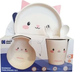 Kikka Boo Bamboo Tableware Cat Pink