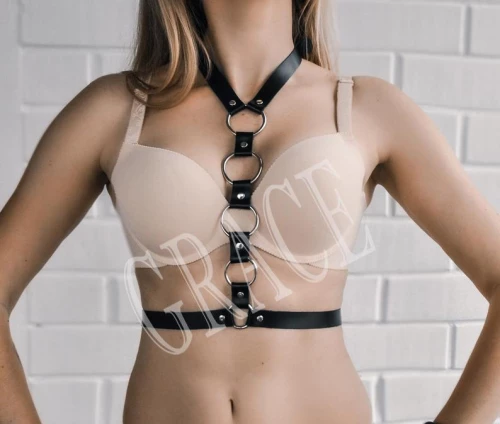 BDSM Περιλαίμιο με ενωμένους μεταλλικούς κρίκους.