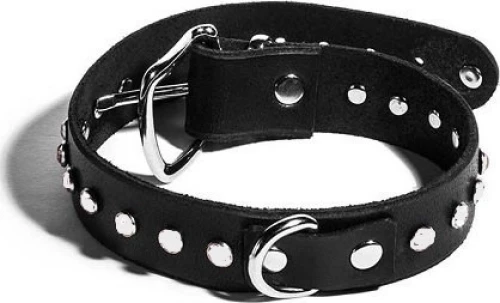 BDSM Δερμάτινο περιλαίμιο με διακοσμητικά τρουκς