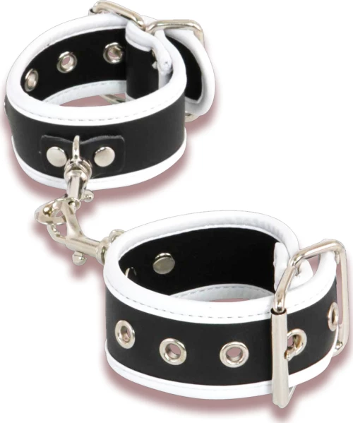 Leatherlook Handcuffs Black-white 3.5cm