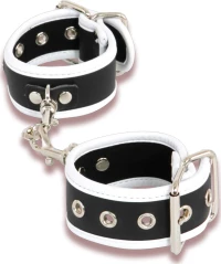 Leatherlook Handcuffs Black-white 3.5cm