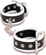 Leatherlook Handcuffs Black-white 3.5cm