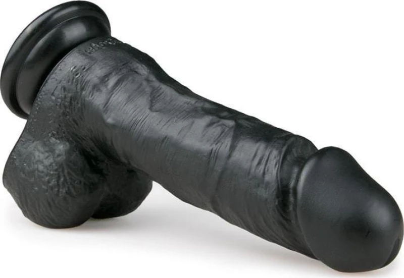 Easytoys Realistic Dildo Veined Dildo with Suction Cup & Scrotum 15cm Black