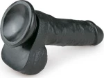 Easytoys Realistic Dildo Veined Dildo with Suction Cup & Scrotum 15cm Black