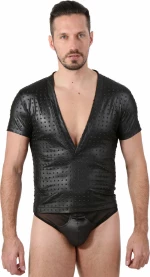Leatherate Fetish Mens Tshirt - Black V3054V