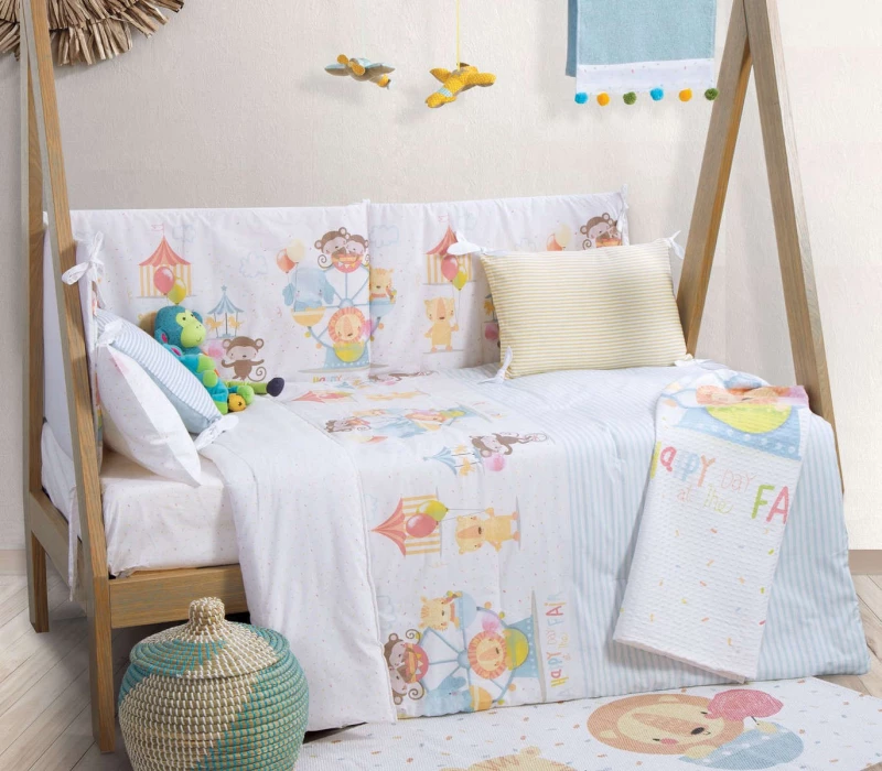 Nef-Nef Σετ Σεντόνια Κούνιας Louna Park 120x170cm White/L.Blue