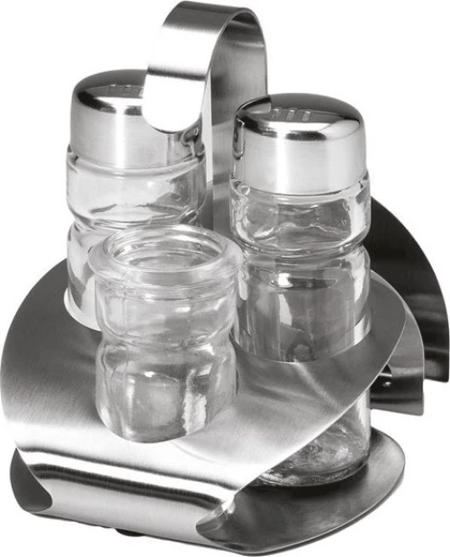 Σετ αλατοπίπερο 4 θέσεων με Inox βάση