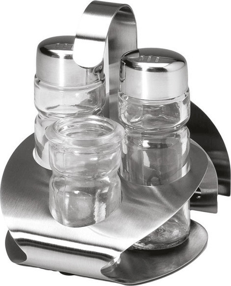 Σετ αλατοπίπερο 4 θέσεων με Inox βάση