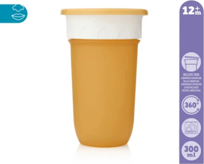 Kiokids Ποτήρι Εκπαιδευτικό 360° 12m+ 300ml Κίτρινο